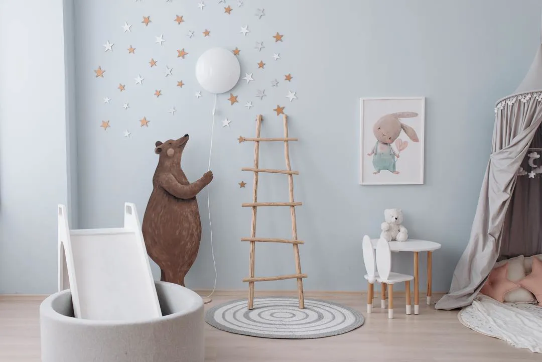 Blue nursery feature wall