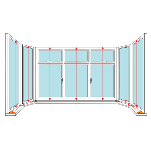 Measuring an angled bay window graphic