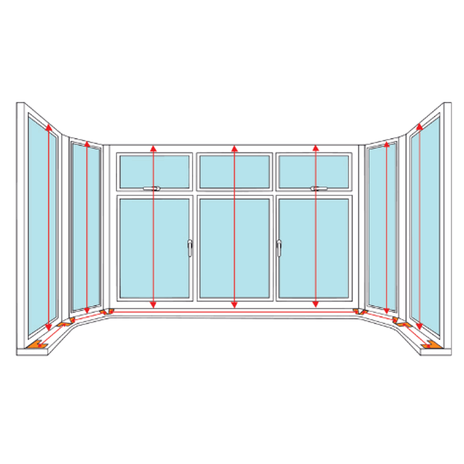 Measuring an angled bay window graphic