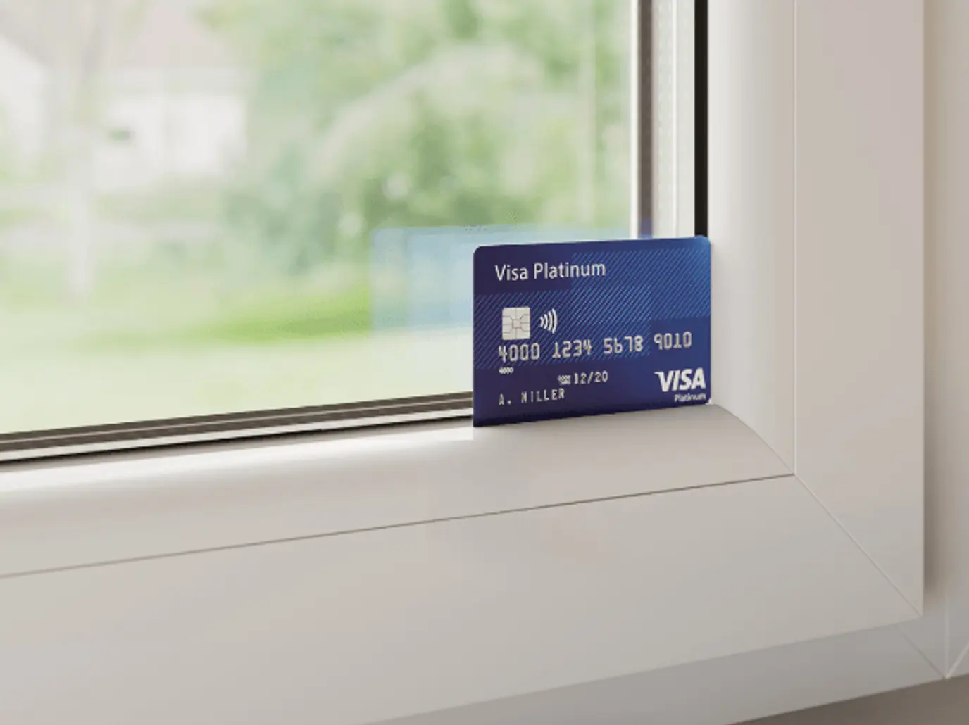 Using credit card to position brackets when installing perfect fit shutters