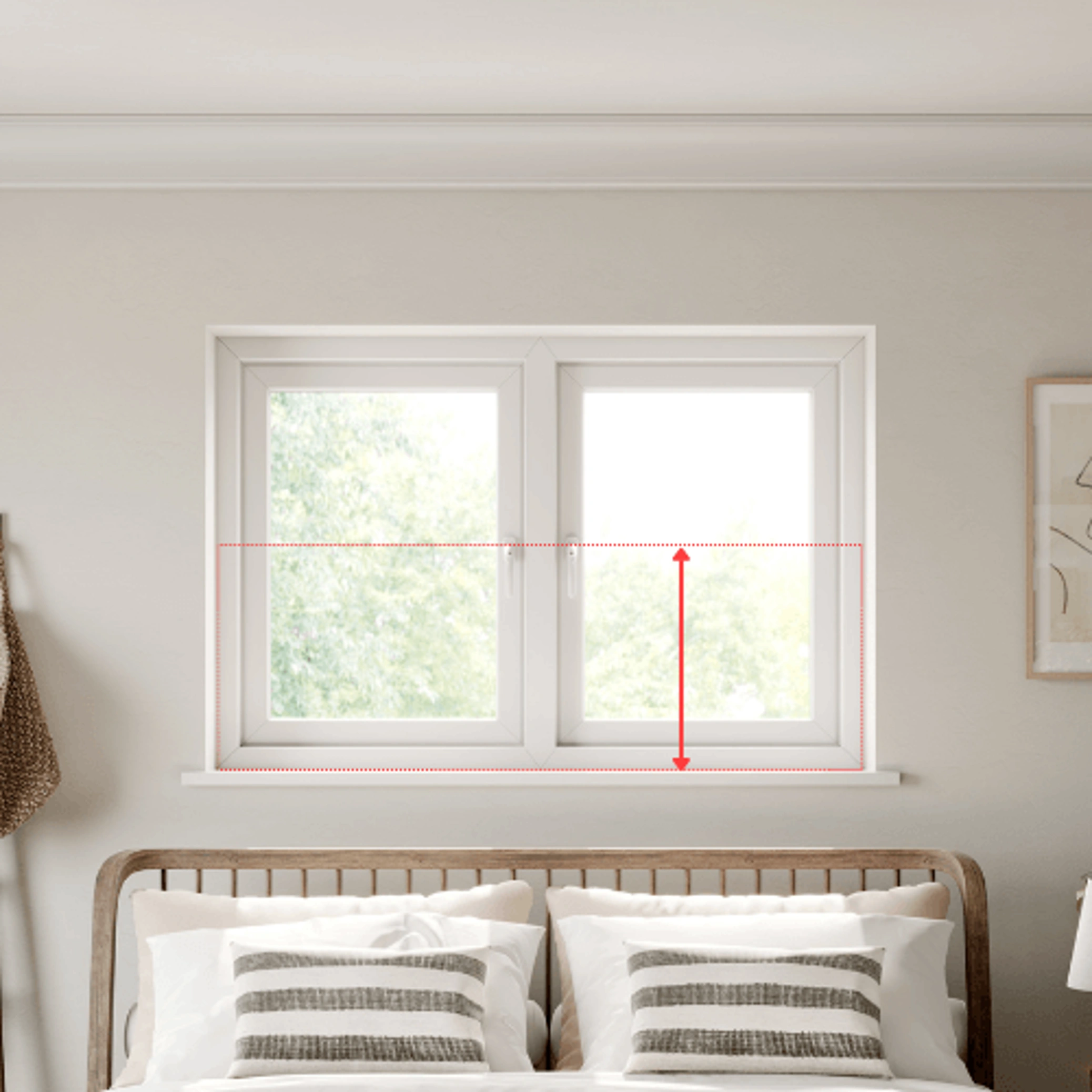 Measuring a recessed window for cafe style shutters