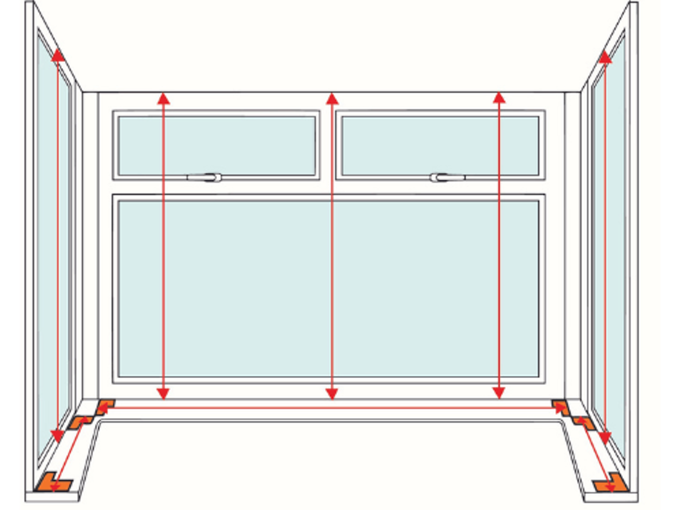 Measuring a box bay window graphic