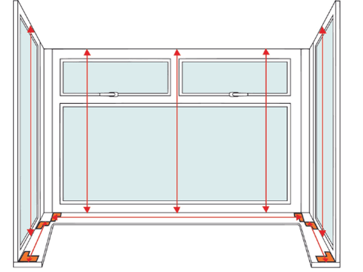 Measuring a box bay window graphic