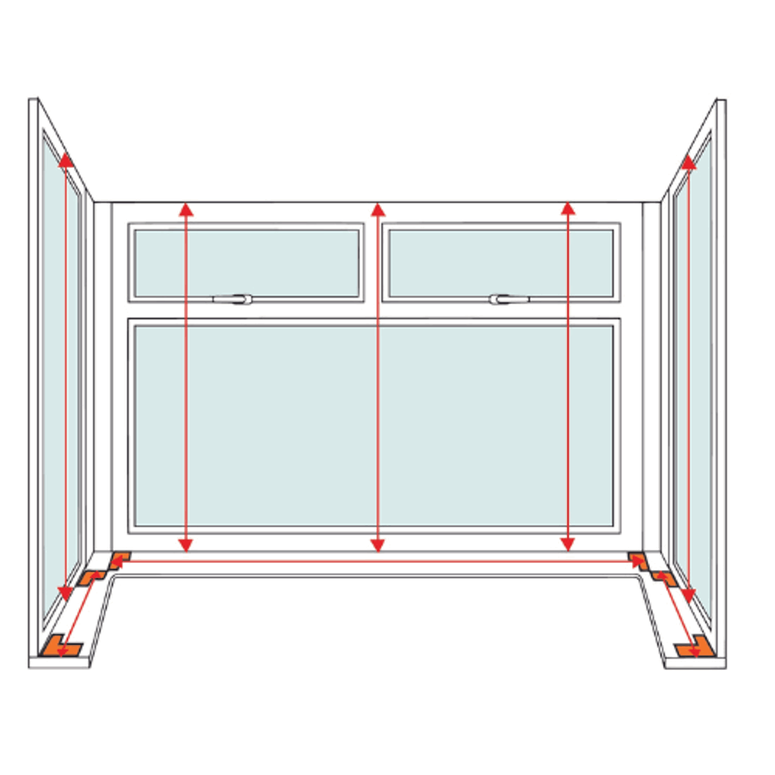 Measuring a box bay window graphic