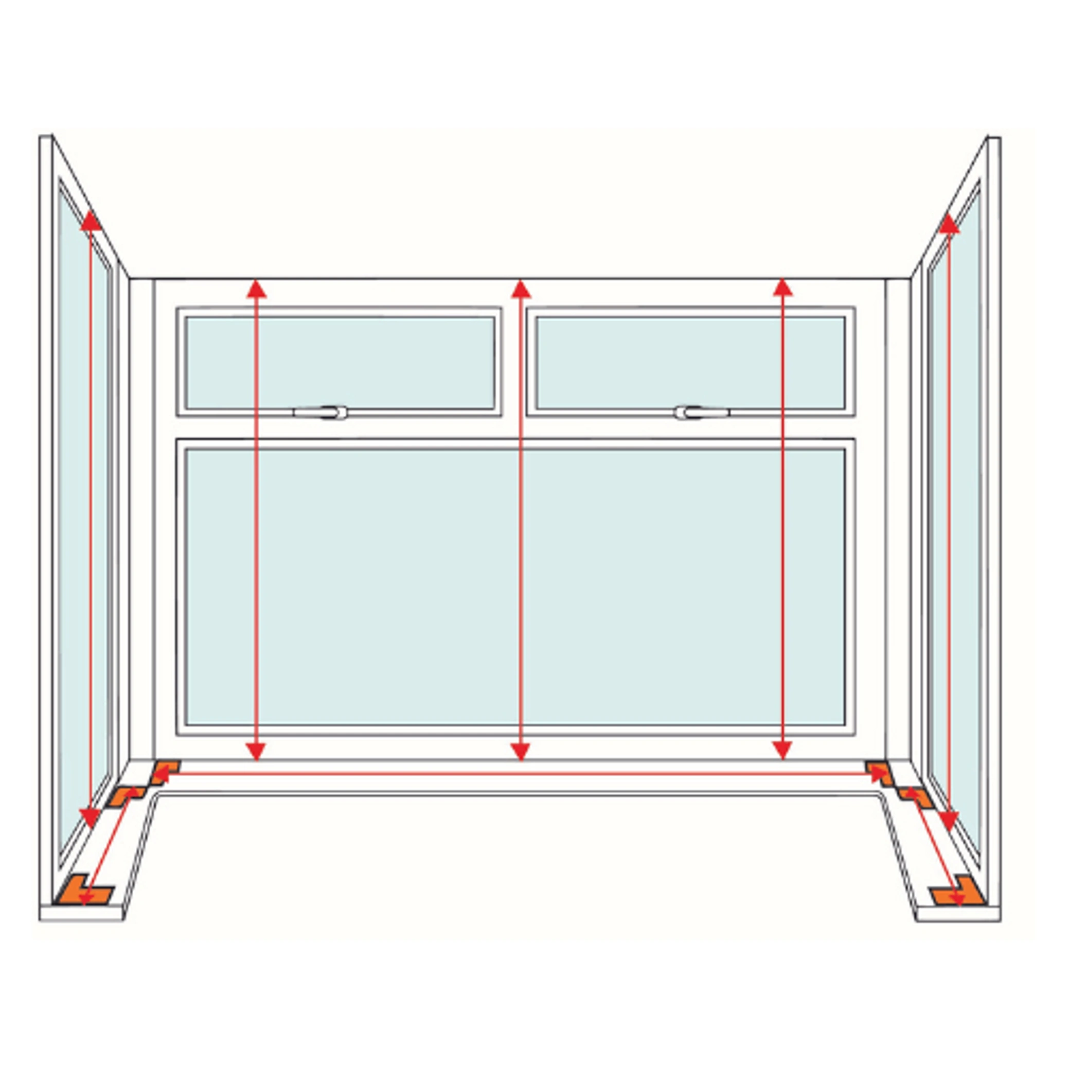 Measuring a box bay window graphic