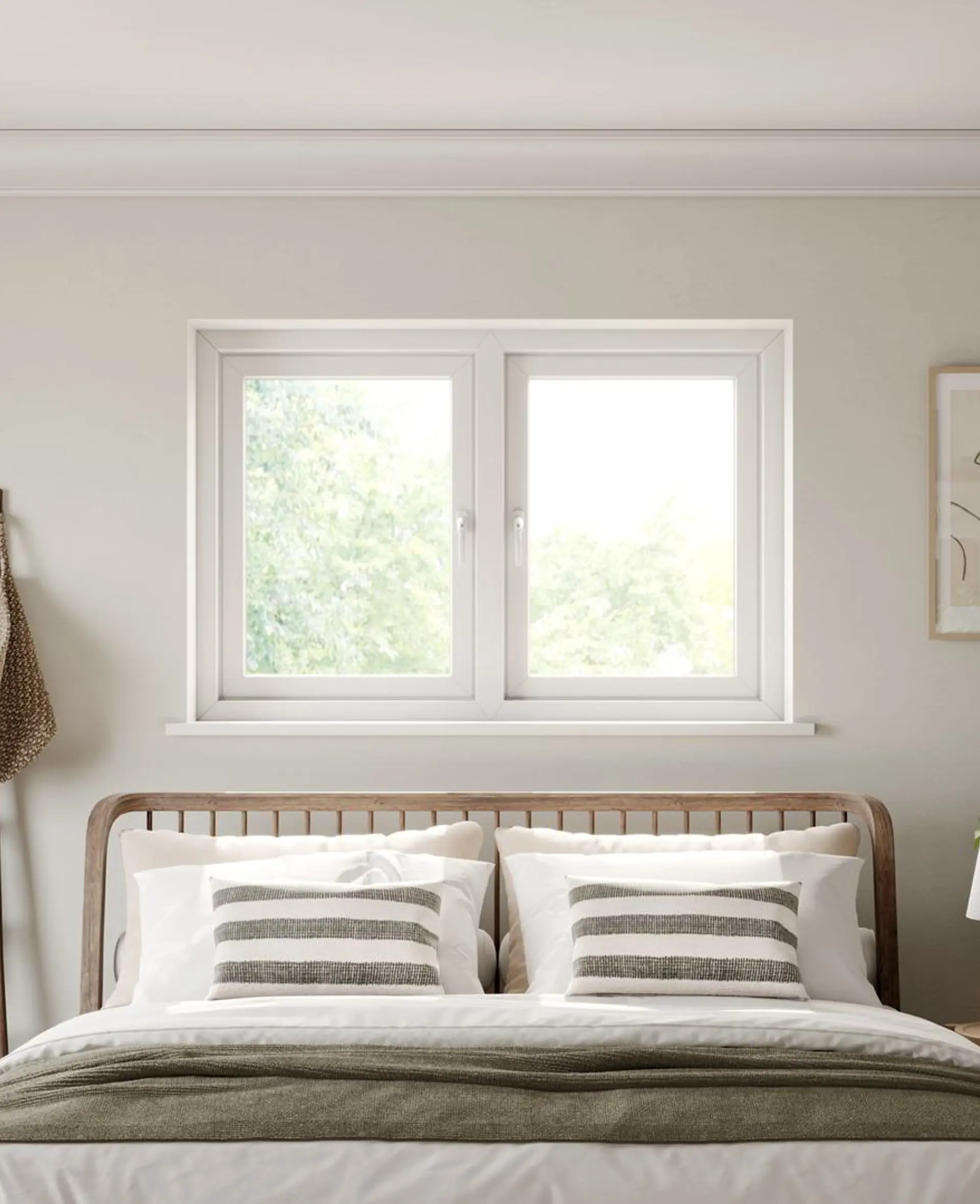 White PVC window in bedroom