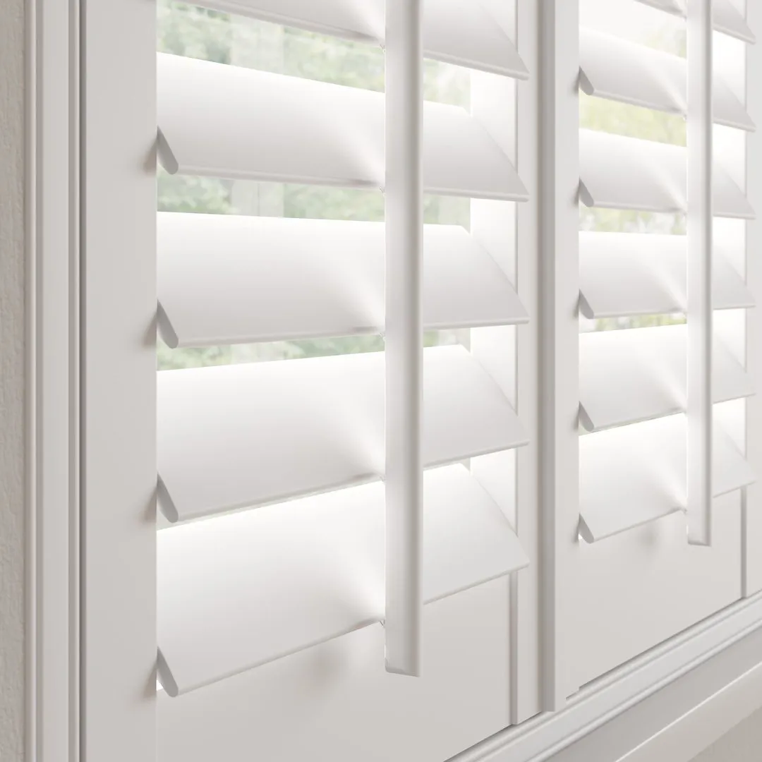 Vivid White 76mm wooden shutter slats