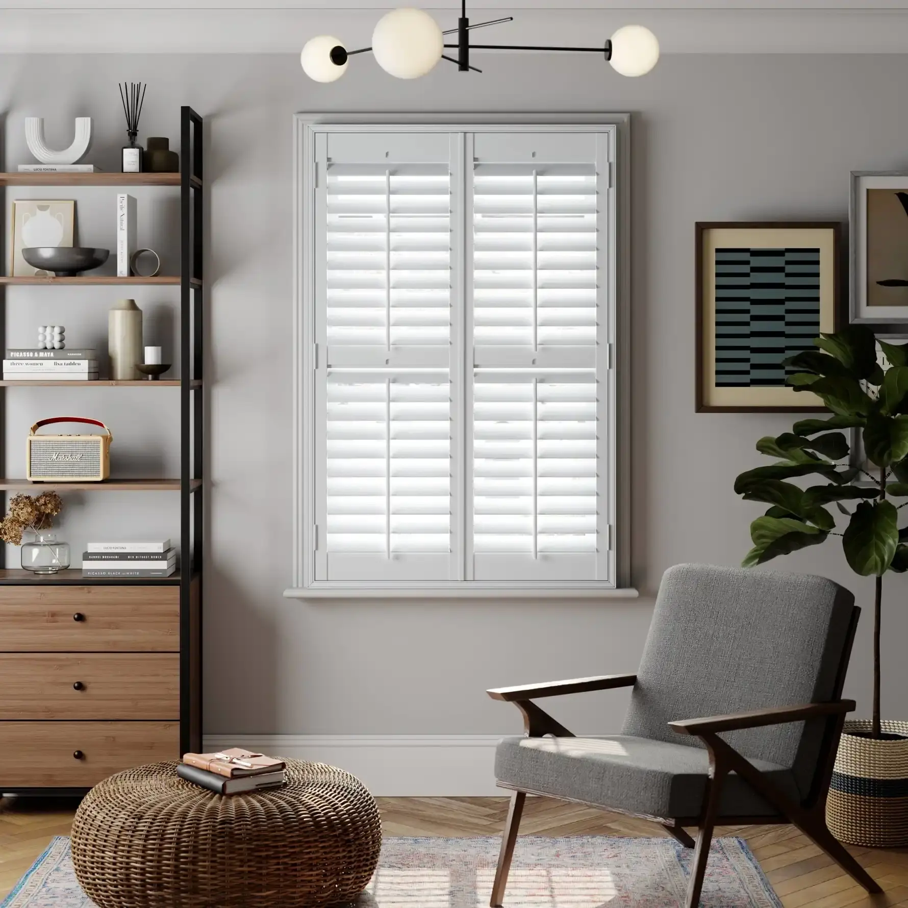 white full height shutters