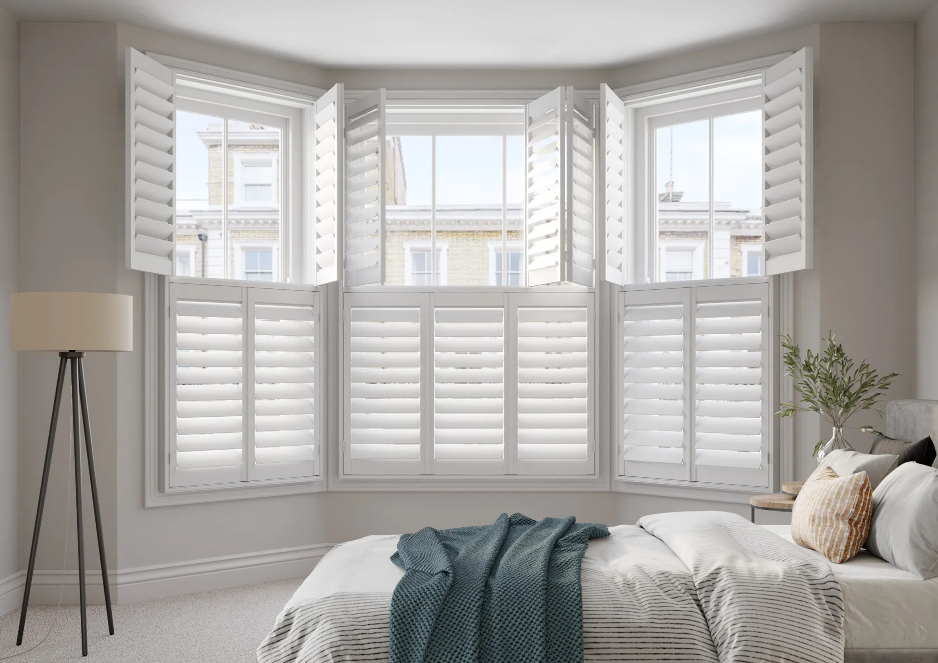 Oakland Splayed Bay Tier On Tier 89Mm Vivid White Open Bedroom