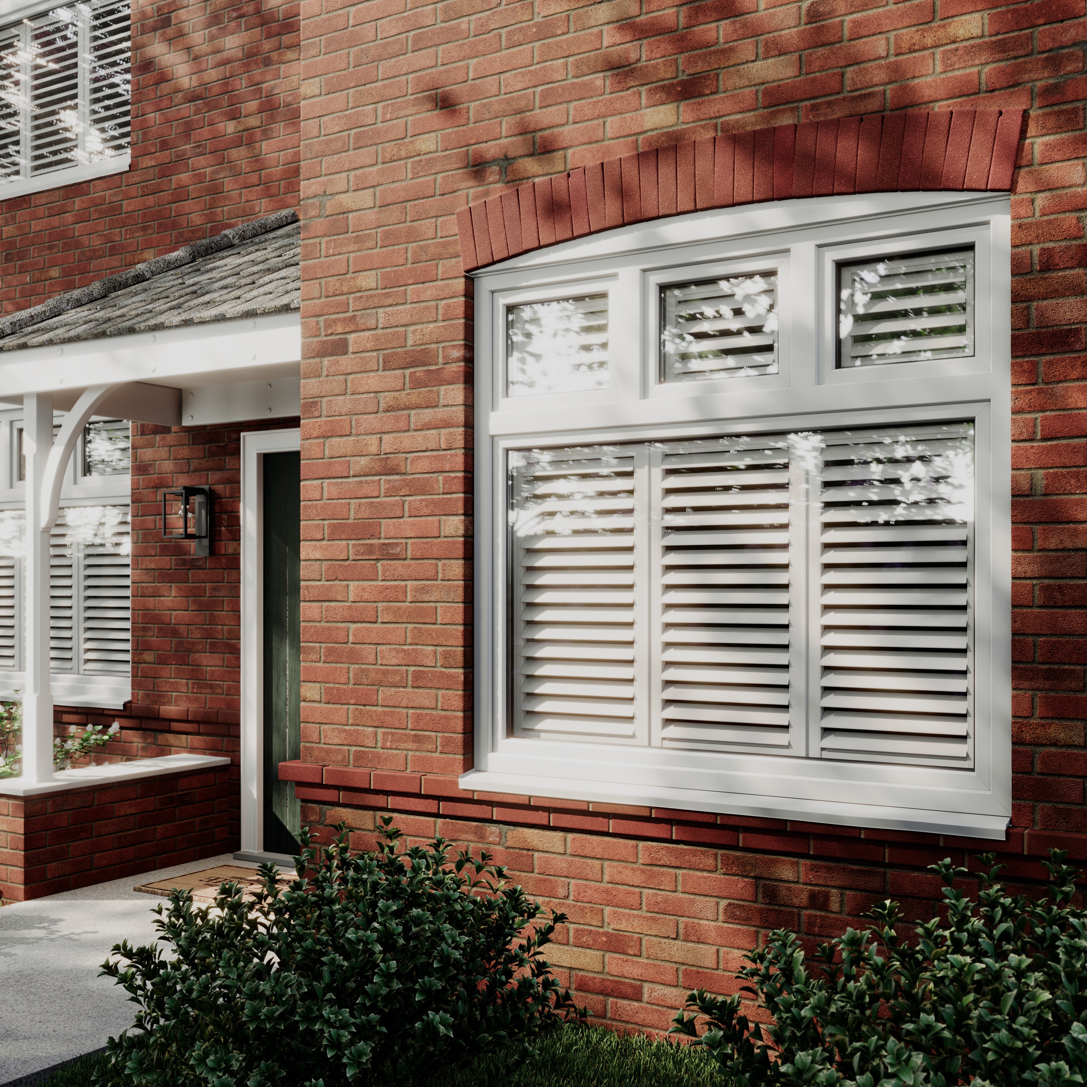Artic White Full Height Shutters from the Outside