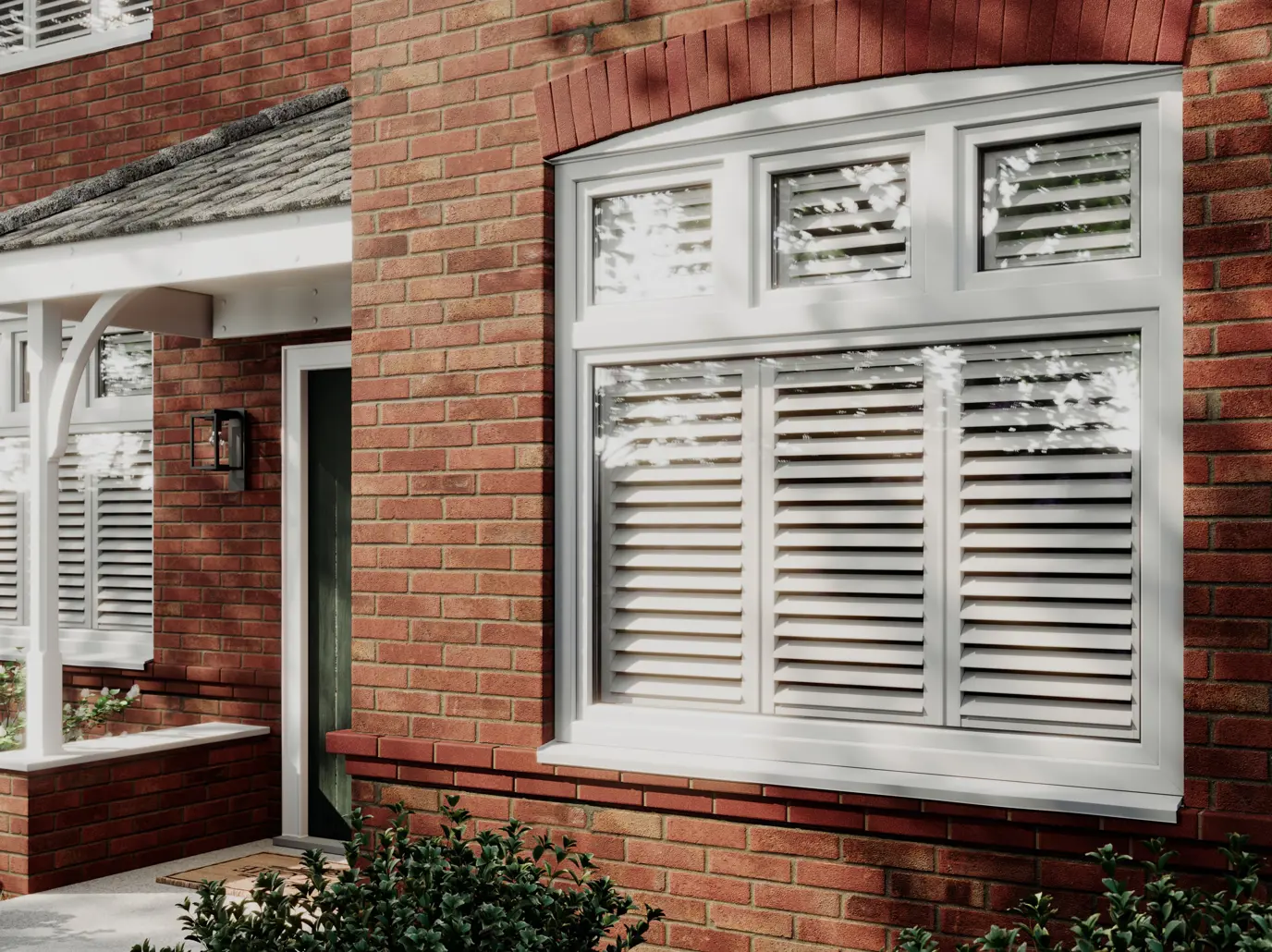 Artic White Full Height Shutters from the Outside