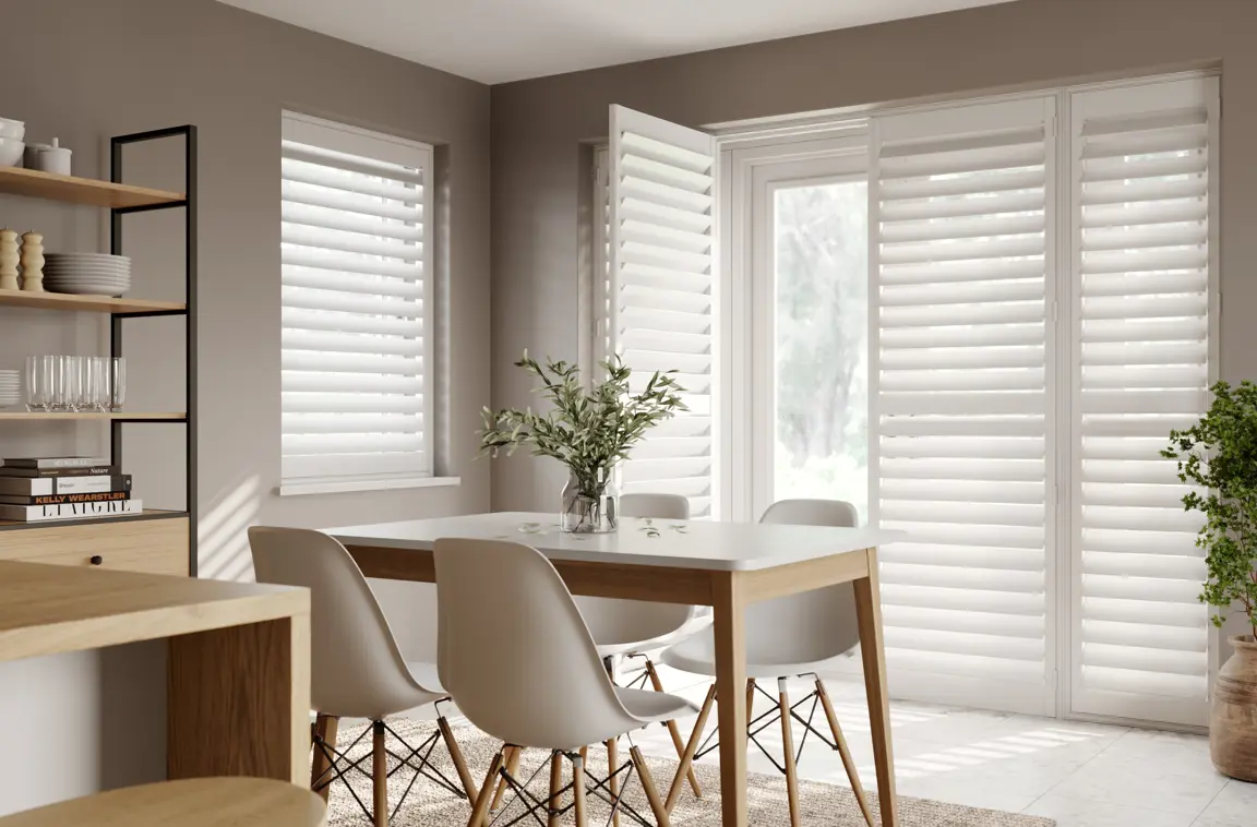 Dining room doors with Vivid White shutters