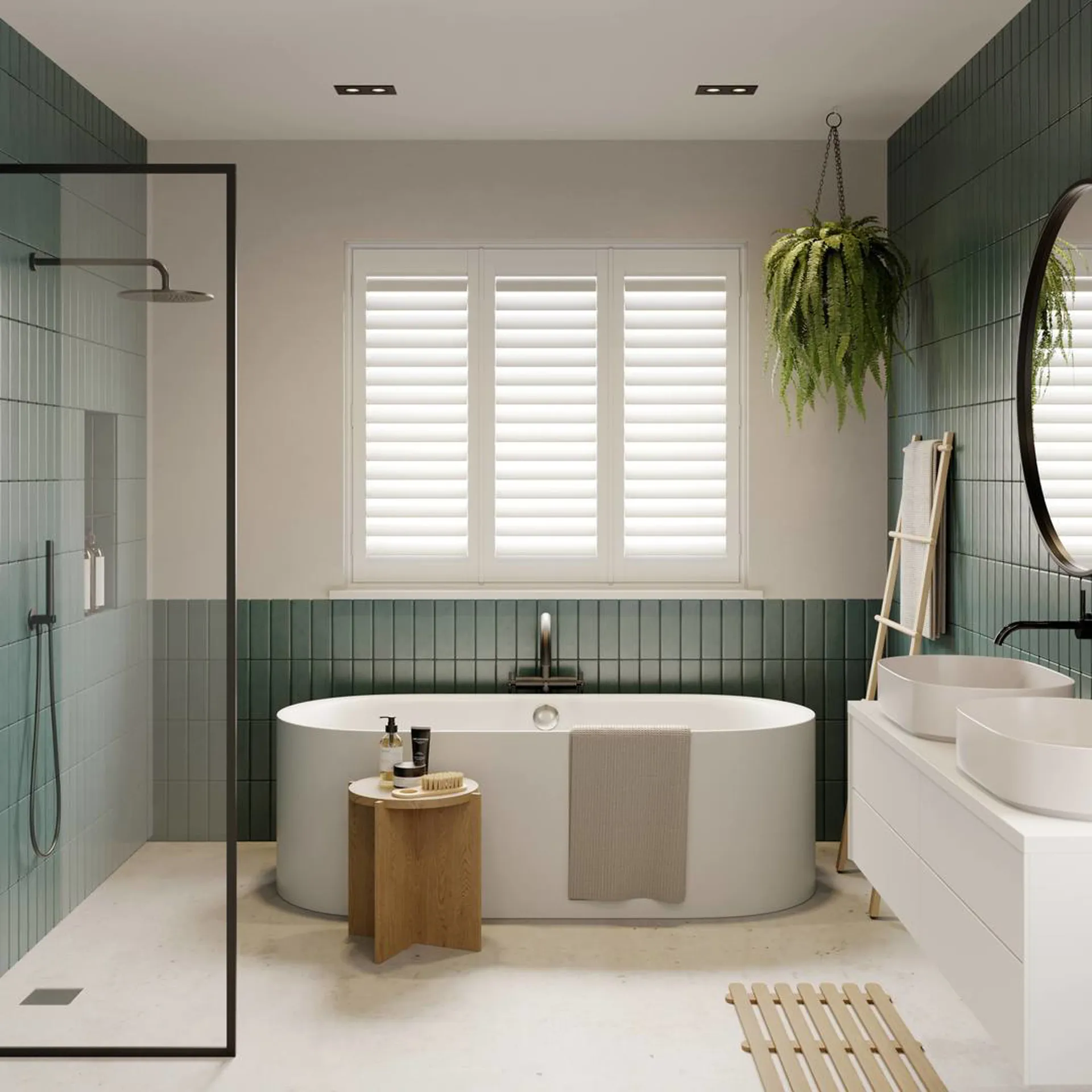 modern bathroom with White shutters 