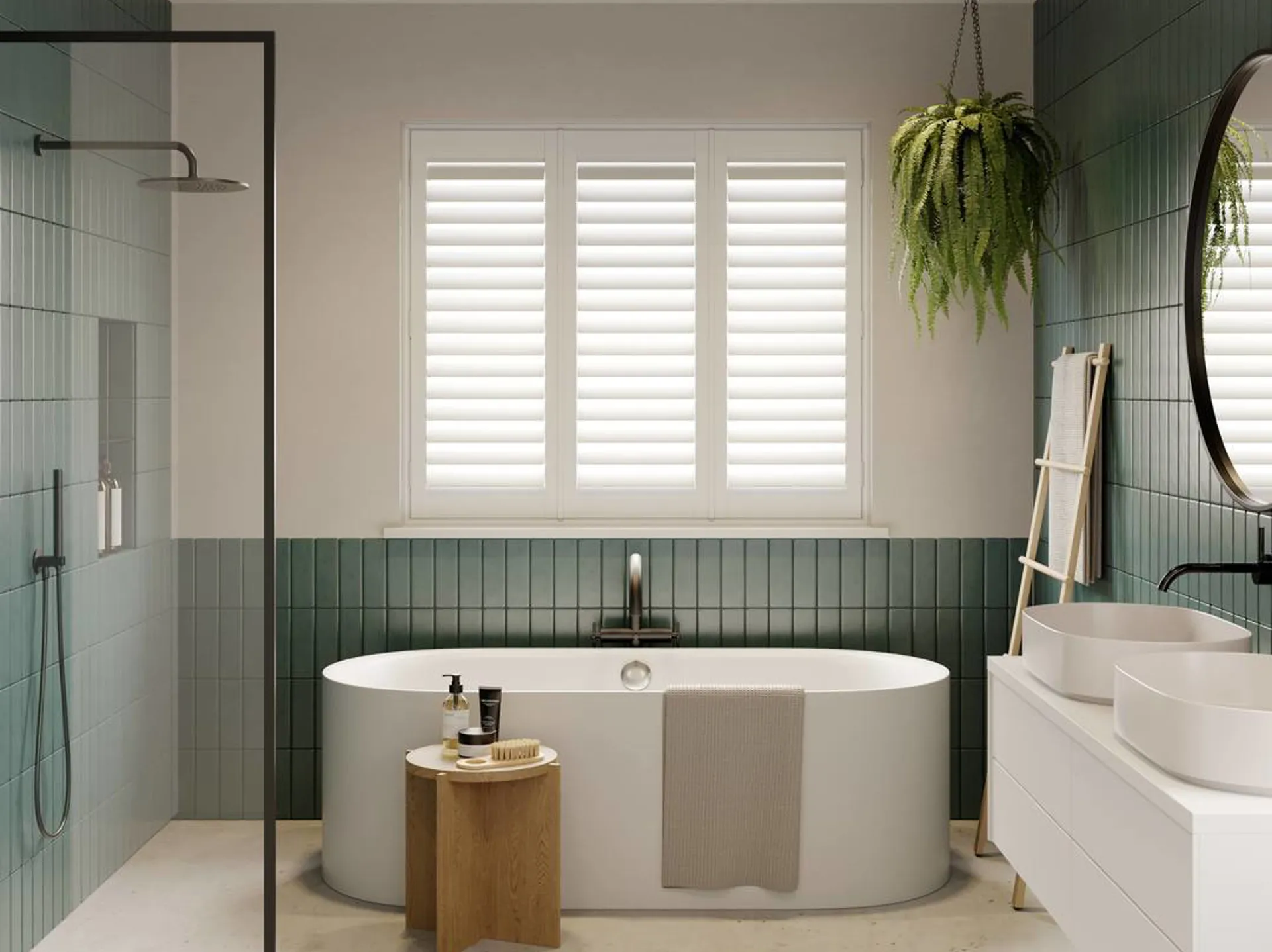 modern bathroom with White shutters