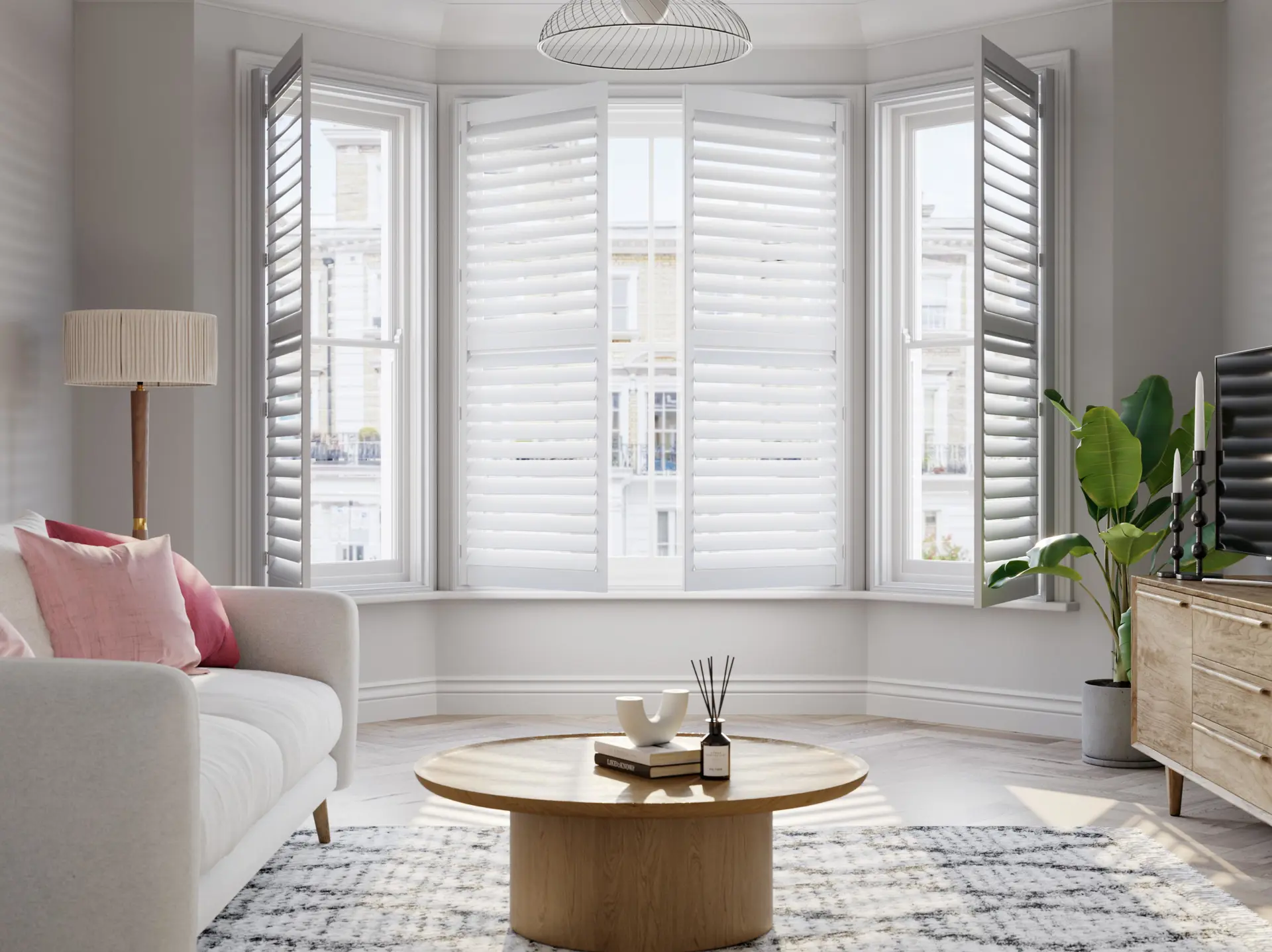 Oakland Splayed Bay Full Height 76Mm Vivid White Open Living